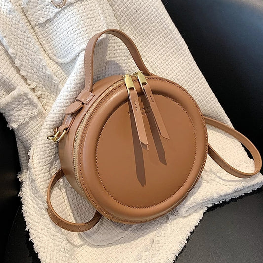 Black Round Handbag Vintage Shoulder Bag for Women Clutch Purses Winter High Quality Crossbody Bag Female Travel Totes