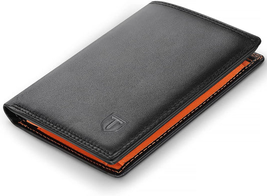 TEEHON Wallets Mens RFID Blocking Genuine Leather with 12 Credit Card Holders Coin Pocket 2 Banknote Compartments ID Window