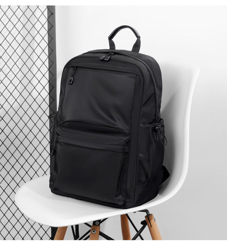 Business Fashion Thin Laptop Backpack Male 15.6-inch Office Work Men&#39;s Backpack Unisex Black Slim Backpack Lightweight Bag