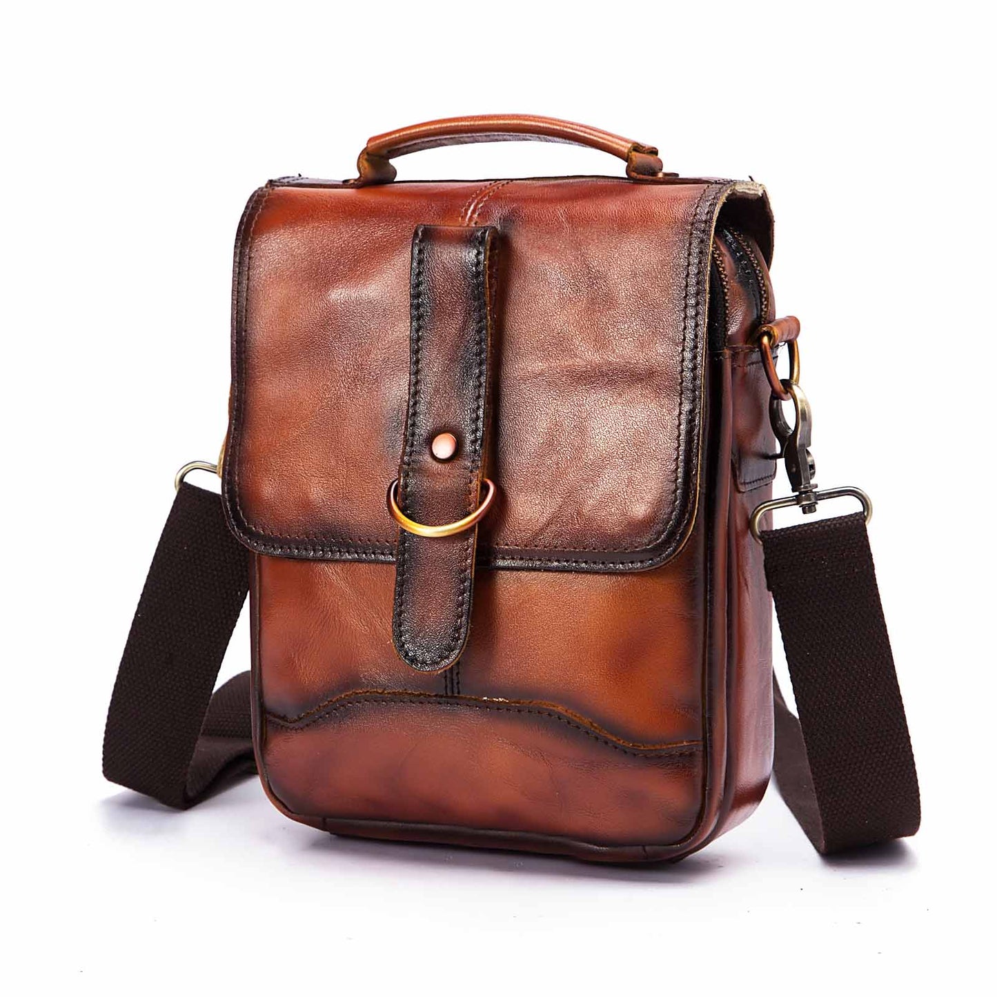 Original Leather Male Design Casual Shoulder messenger bag cowhide Fashion 8&quot; Tote Crossbody Mochila Satchel bag For Men 143-g