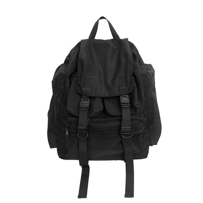 Solid Black Men&#39;s Backpacks Cool Streetwear Style Man Backpack Harajuku Large Capacity School Bags Waterproof Nylon Bags for Men