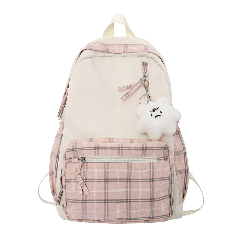 New Plaid Lady Cute Bag Trendy Female Laptop Backpack Fashion Travel Women Lattice Kawaii Book Backpack Girl College School Bags