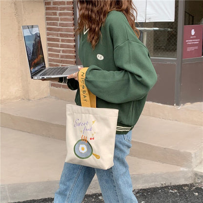 Female Embroidery Lunch Bento Bag Fashion Design Ladies Clutch Purse Handbags Cute Cartton Women Small Bucket Shoulder Bags