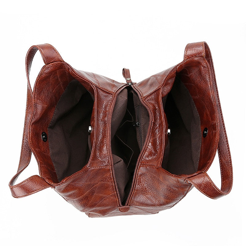 Vintage Handbag For Women Soft PU Leather Shoulder Bag Large Capacity Luxury Lady Purse Fashion Brand Shoulder Bag Shopping Bag