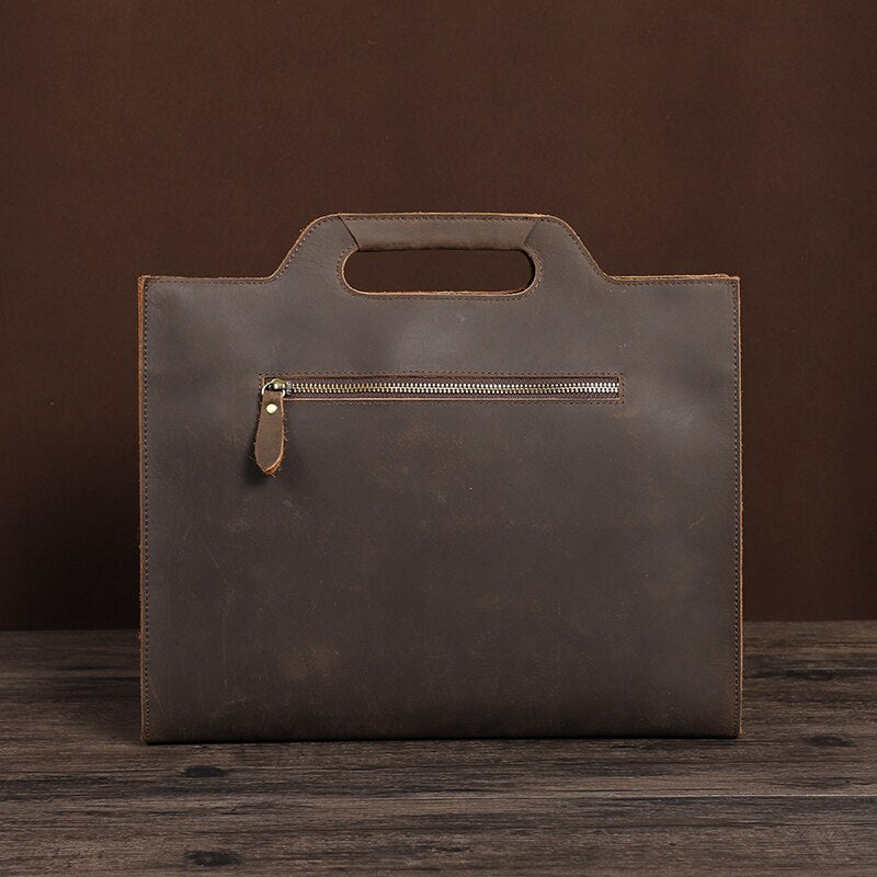 New Men&#39;s Handbag Business Shoulder Bag Crazy horse Leather Tote Bag Simple Briefcace Bag Casual Ipad bags Man bolso hombre
