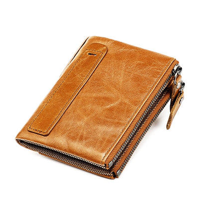 Women&#39;s Wallet Short Fashion Men&#39;s Wallet Leather Wallet Double Zipper Bag Changing Multifunctional Wallet