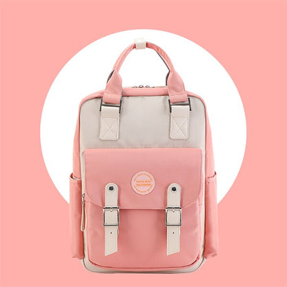 Anreisha women school backpack girls waterproof laptop backpack canvas Pink Patchwork school backpacks bags for teenage girls