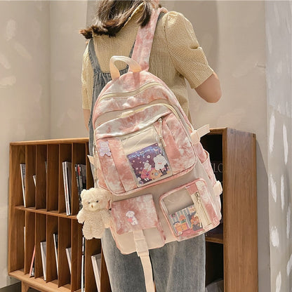 EnoPella Women Backpack Waterproof Fashion Nylon Cute Bookbag For Teenage Student Men Black Girls School Mochila Rucksack