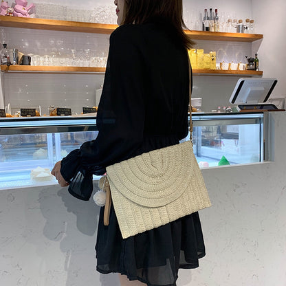 Women Girls Fashion Crossbody Envelope Bag Elegant Straw Handbag Clutch Summer Beach Shoulder Bag