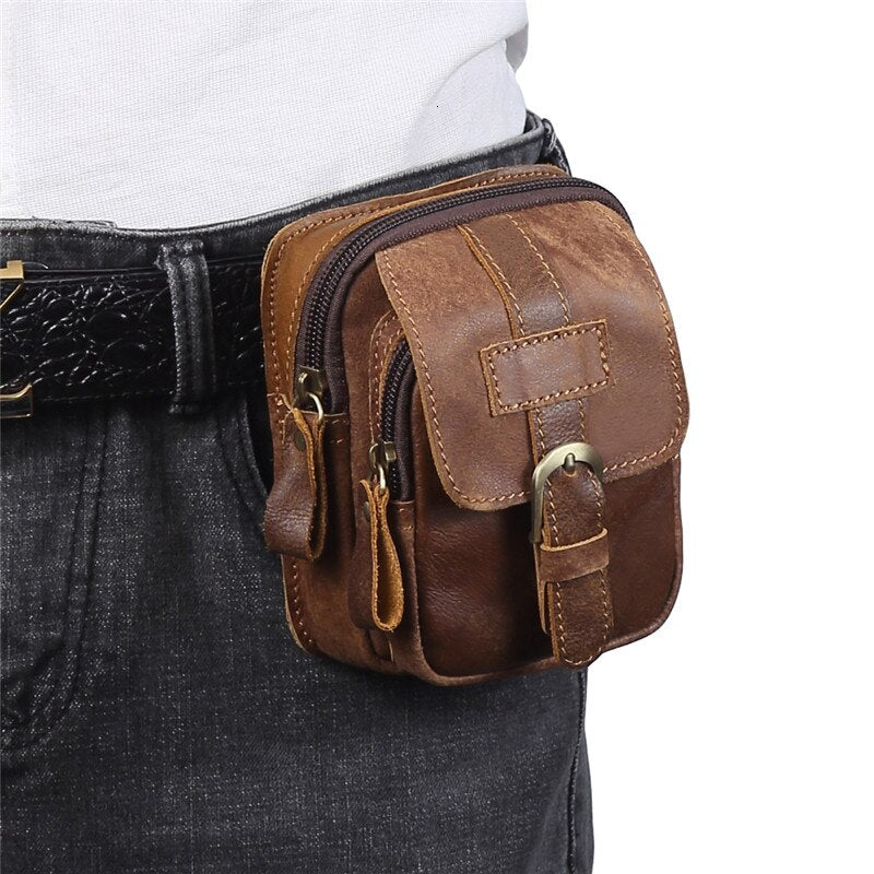 HOT!! Genuine Leather Bags Men High Quality Messenger Bags Small Travel Dark Brown Crossbody Shoulder Bag For Men