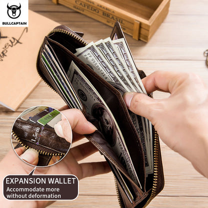 BULLCAPTAIN Brand men&#39;s Wallet Genuine Leather Purse Male Rfid Wallet Multifunction Storage Bag Coin Purse Wallet&#39;s Card Bags