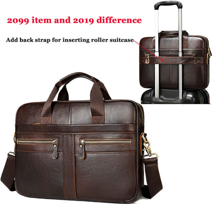 WESTAL Men&#39;s Bag Genuine Leather Men Briefcase for Laptop 14 Messenger Men&#39;s Leather Bag Business Portfolio for Document A4 7022