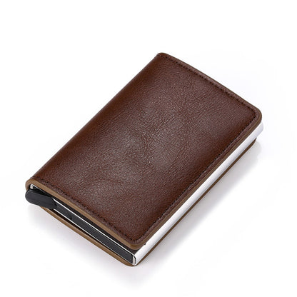 Business ID Credit Card Holder Men Women Coin Leather Wallet RFID Aluminium CardHolder Box with Money Clips Purse