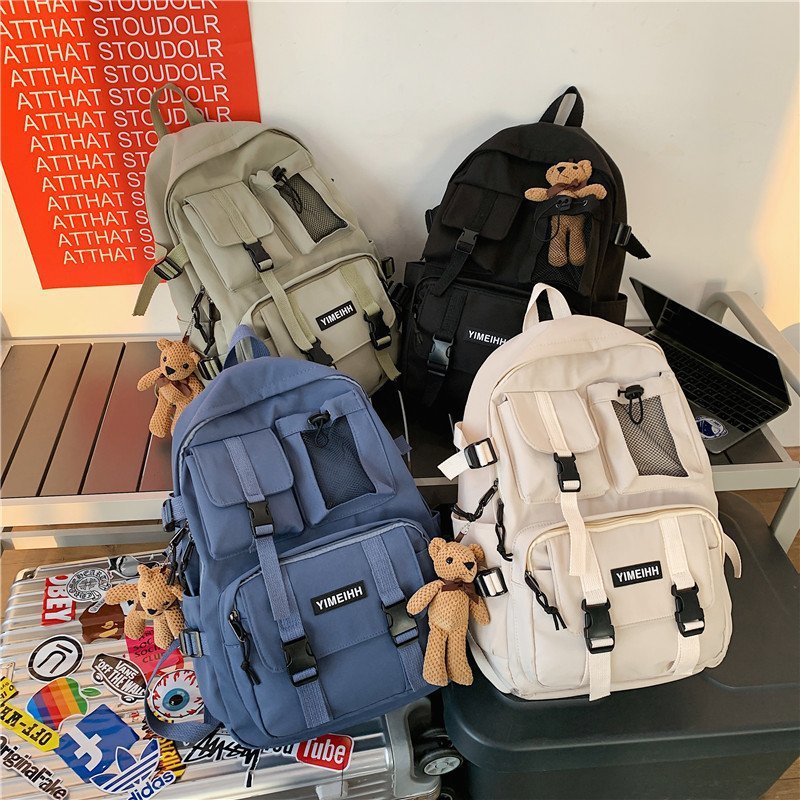 Multiple Pocket Backpack Men Canvas Insert Buckle Designer Bag Teenager Laptop Backpacks Student College School Bags For Women