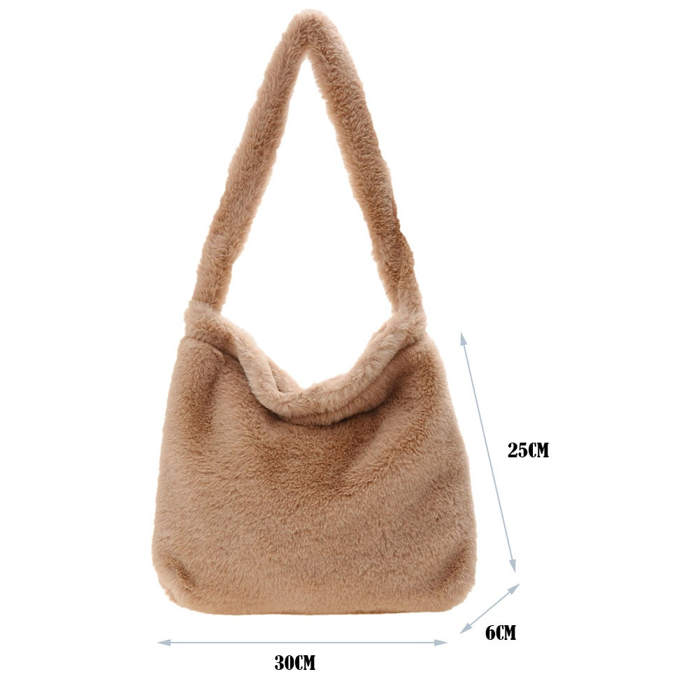 Women Love Heart Shoulder Bags Fashion Plush Winter All Match Handbags Outdoor Cute Purse Shoulder Underarm Bags