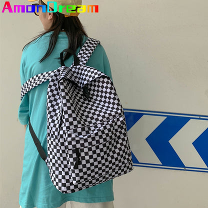 Fashion Plaid Women Backpack Waterproof Oxford School Backpacks Shoulder Bags for Women New Light Travel Bag for Girls Back Pack