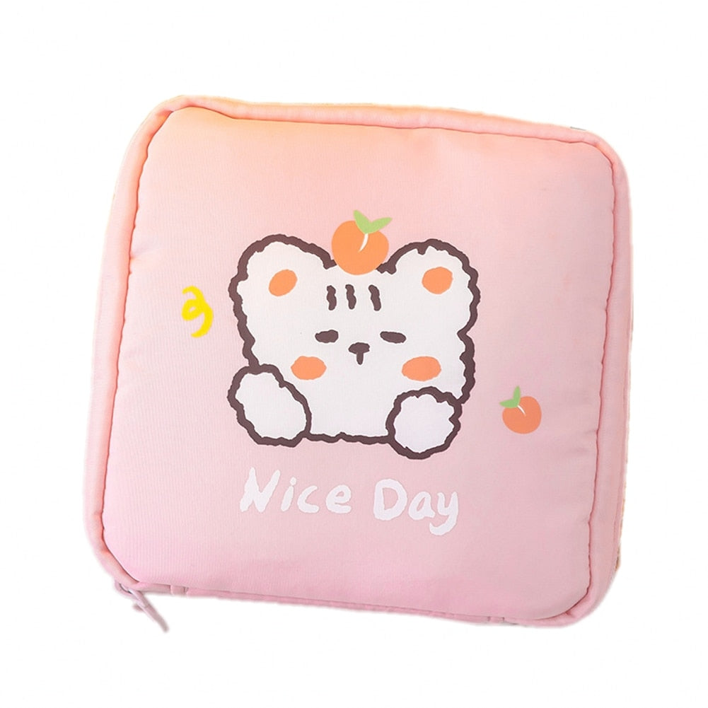 Cartoon Portable Large Capacity Cute Sanitary Napkin Storage Bag Female Student Cosmetic Bag Women