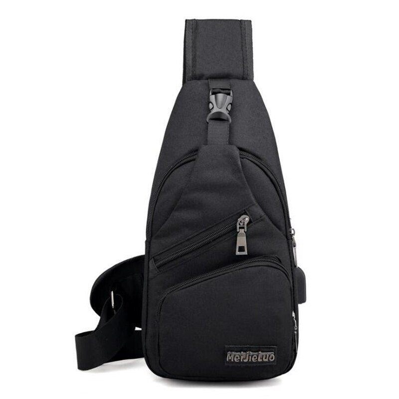 Male Shoulder Bag USB Charging Crossbody Chest Bag For Men Anti Theft Chest Waist Pack Trip Messenger Bags Single Strap Back Bag