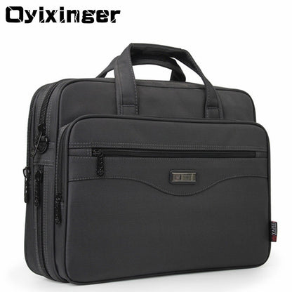 OYIXINGER Men Briefcase Laptop Bags Good Nylon Cloth Multifunction Waterproof 15.6&quot; Handbags Business Shoulder Men&#39;s Office Bags