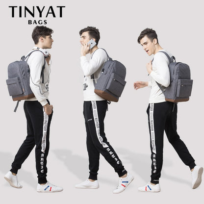 TINYAT Men&#39;s 15 inch laptop backpacks computer male school Backpacks Rucksacks leisure for teenage Travel Shoulder Mochila Grey