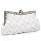 WHITE satin bridal evening prom clutch handbag purse