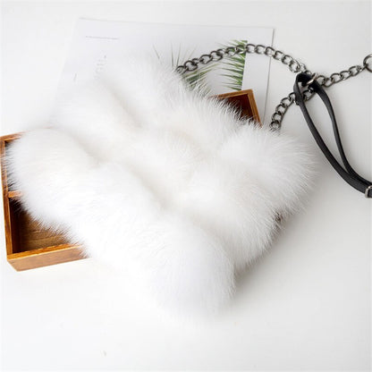 woman bag genuine fox Fur leather handbags women&#39;s leather  shoulder crossbody bags high quality women totes messenger bag