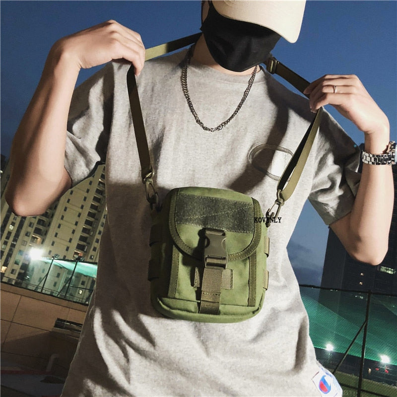 Fashion Men Messenger Bag Canvas Cell phone Shoulder Bag Small Crossbody Pack Small Travel Waist Pack Casual Chest Pouch Backpak