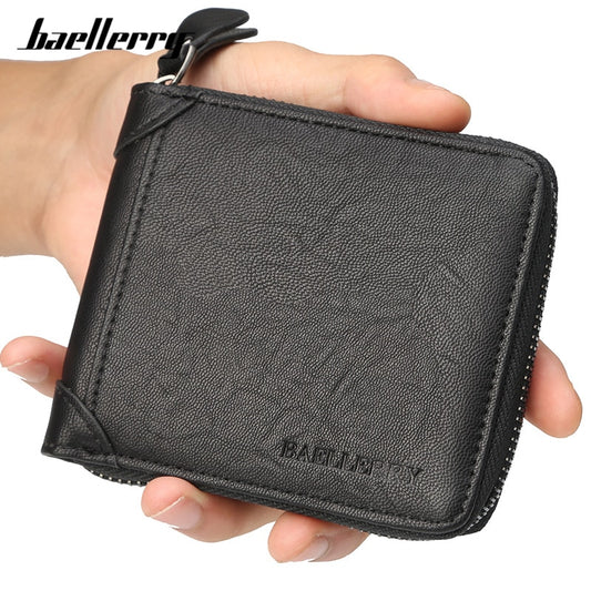 Baellerry Casual Style Zipper Men Wallets Card Holder Small Wallet Male Synthetic Leather Man Purse Coin Purse Men&#39;s Carteira