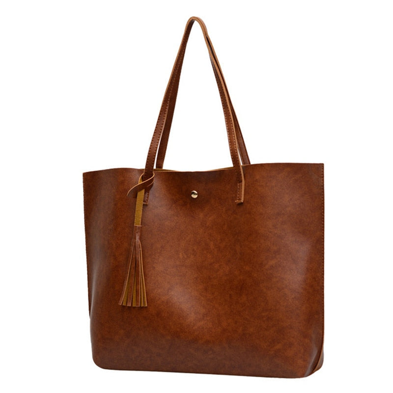 Women Messenger Bags Leather Casual Tassel Handbags Female Designer Bag Vintage Big Size Tote Shoulder Bag High Quality bolsos