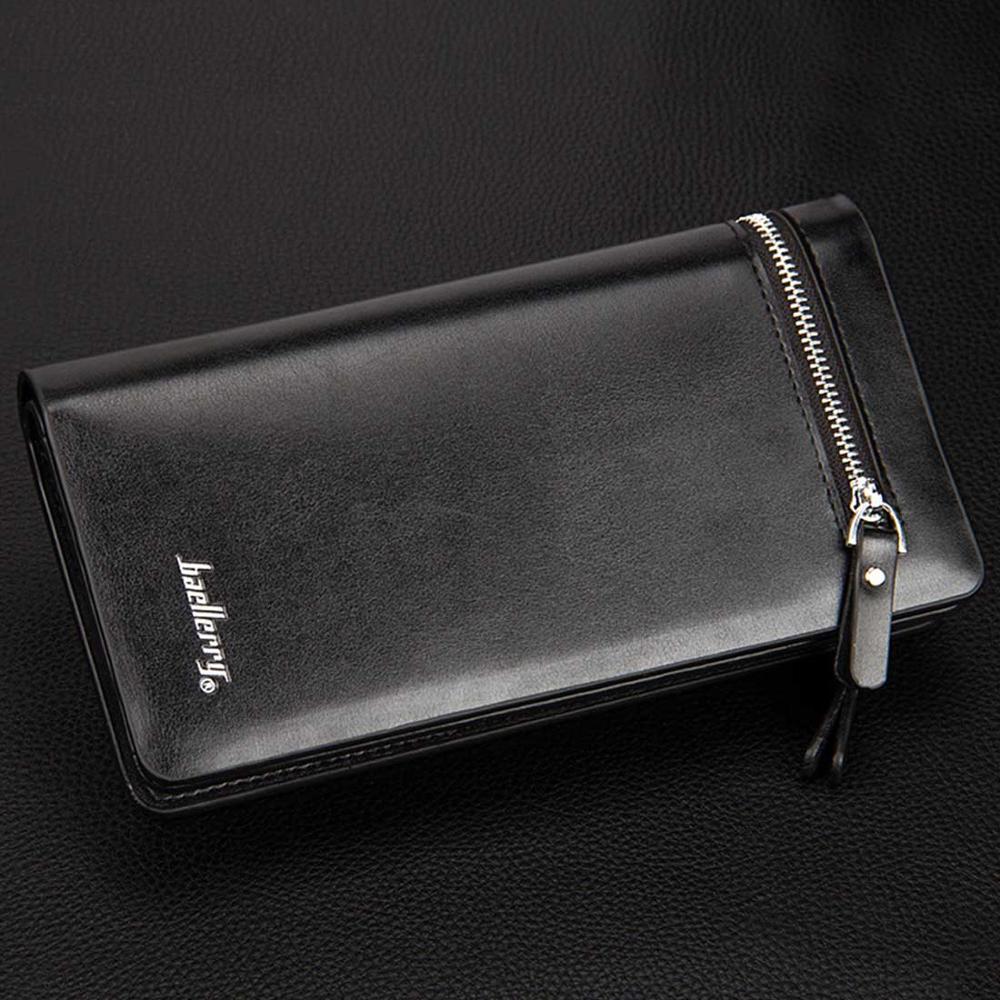 Baellerry Men Wallets Long Double Zipper PU Leather Phone Pocket Large Capacity Men Purse Multifunction Classic Male Wallet
