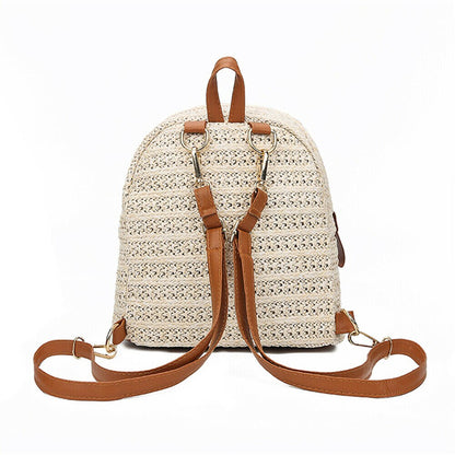 Newest Hot Women Straw Rattan Woven Travel Backpacks Girls Summer Beach Shoulder Schoolbags Rucksack Tote Purse