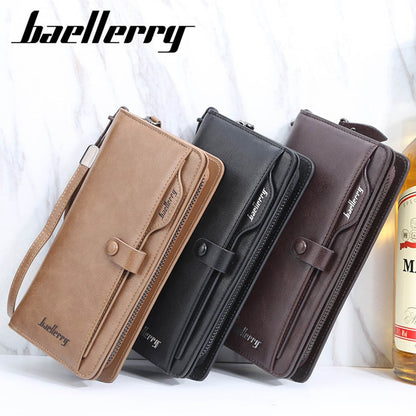 Baellerry Men Long Fashion Wallets Desigh Zipper Card Holder Leather Purse Solid Coin Pocket High Quality Male Purse