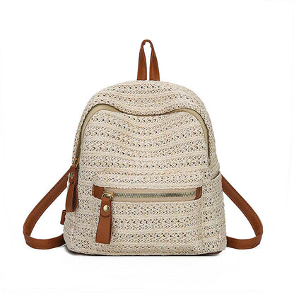 Newest Hot Women Straw Rattan Woven Travel Backpacks Girls Summer Beach Shoulder Schoolbags Rucksack Tote Purse