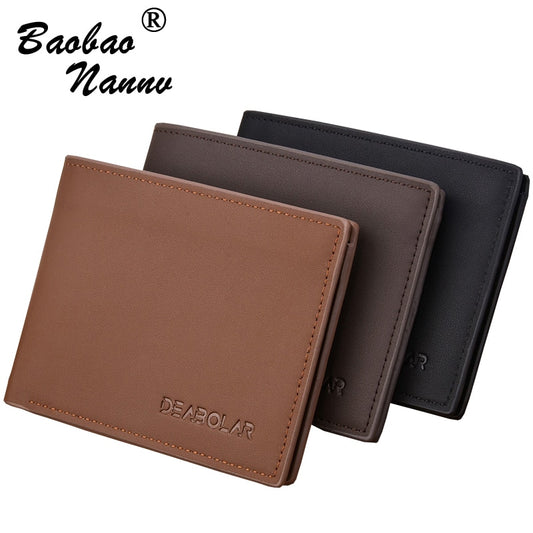 Transverse Men Wallets Vintage Solid Short Coin Purse Multi-Functional Cards Holders Simple Leather Wallet For Men Business