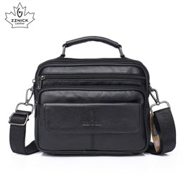 Men Genuine Leather Shoulder Bag Fashion Zipper Shoulder Messenger Bag Leather Men  Travel Business Simple Handbag ZZNICK