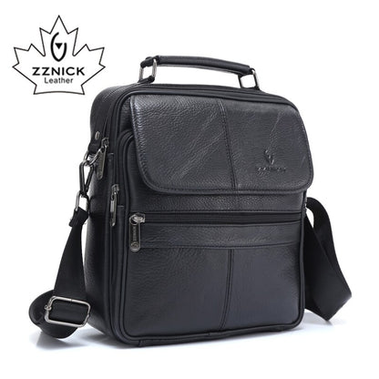 ZZNICK Genuine Cowhide Leather Shoulder Bag Small Messenger Bags Men Travel Crossbody Bag Handbags New Fashion Men Bag