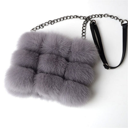 woman bag genuine fox Fur leather handbags women&#39;s leather  shoulder crossbody bags high quality women totes messenger bag