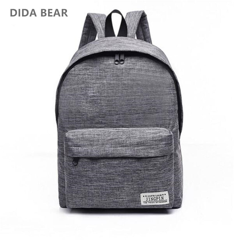 DIDA BEAR Brand Canvas Men Women Backpacks Large School Bags For Teenager Boy Girls Travel Laptop Backbag Mochila Rucksack Grey