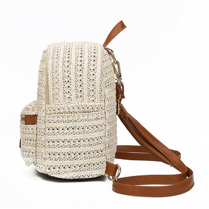 Newest Hot Women Straw Rattan Woven Travel Backpacks Girls Summer Beach Shoulder Schoolbags Rucksack Tote Purse