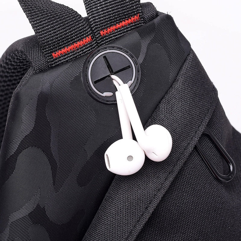 Fengdong waterproof fabric male crossbody bag small black camouflage sling chest bag one shoulder bags for women bagpack daypack