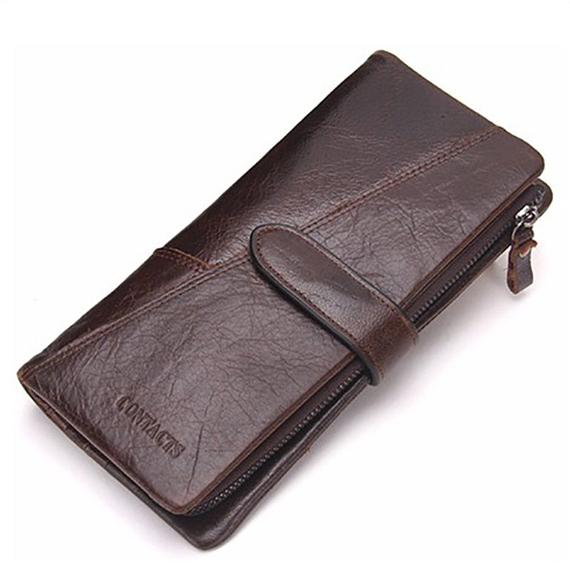 Contact&#39;s New Genuine Leather Wallet Fashion Coin Purse For Ladies Women Long Clutch Wallets With Cell Phone Bags Card Holder