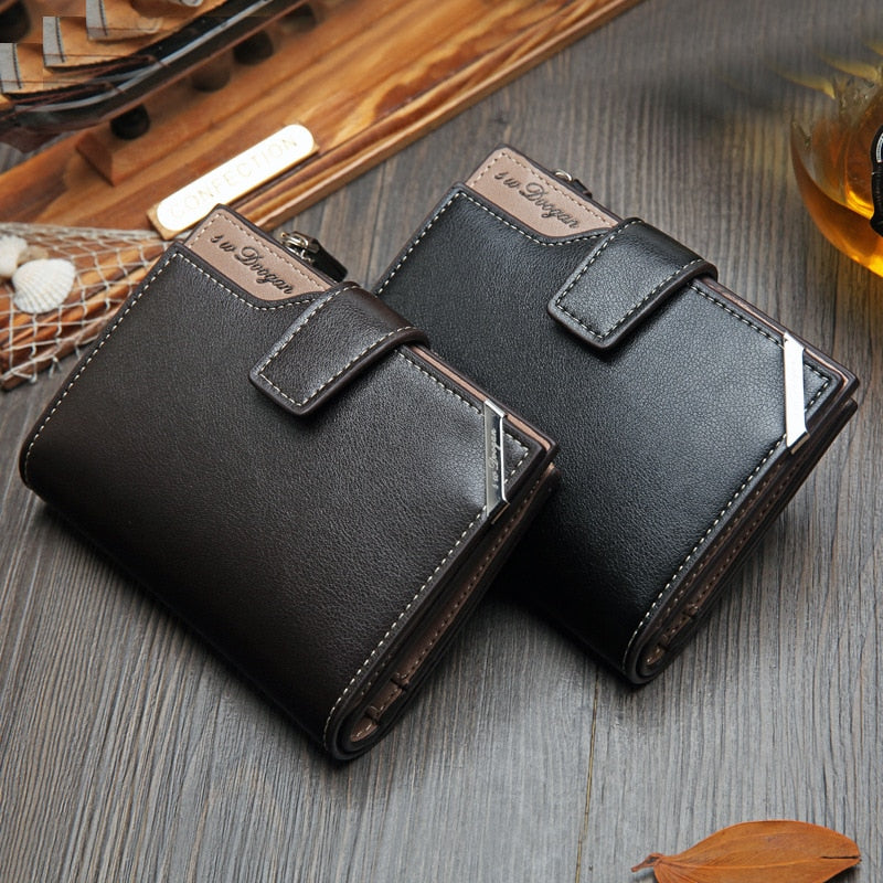 NO.ONEPAUL Vintage Men&#39;s Short Wallet Men Genuine Leather  Multi-Card Bit Retro Card Holder Clutch Wallets Purses First Layer Re