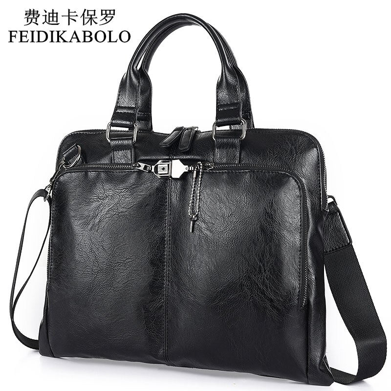 BOLO Business Briefcase Leather Men Bag Computer Laptop Handbag Man Shoulder Bag Messenger Bags Men&#39;s Travel Bags Black Brown