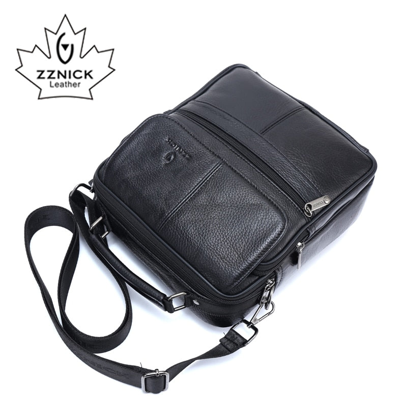 ZZNICK Genuine Cowhide Leather Shoulder Bag Small Messenger Bags Men Travel Crossbody Bag Handbags New Fashion Men Bag