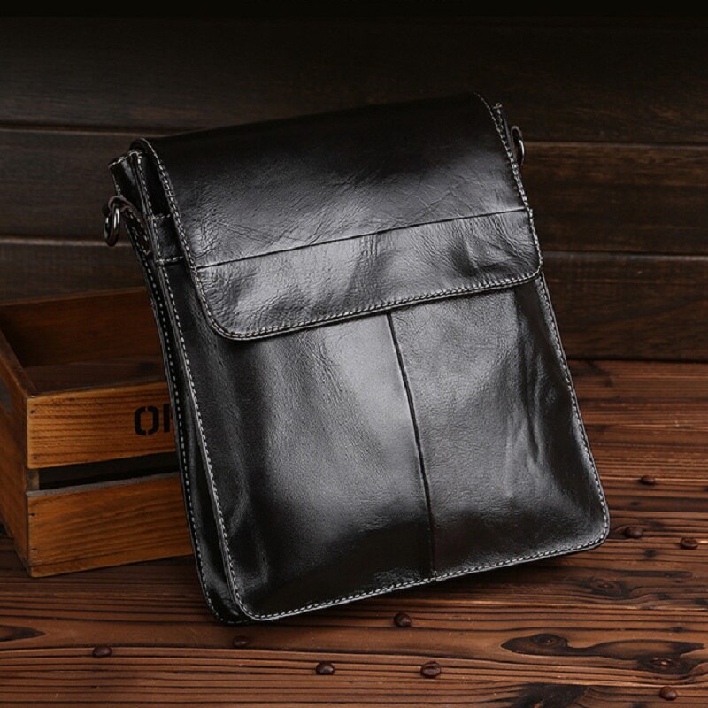 Norbinus Men Shoulder Bag Genuine Leather Messenger Bags Cowhide Crossbody Bag for Men Leather Handbags Business Briefcase Pouch