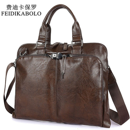 BOLO Business Briefcase Leather Men Bag Computer Laptop Handbag Man Shoulder Bag Messenger Bags Men&#39;s Travel Bags Black Brown