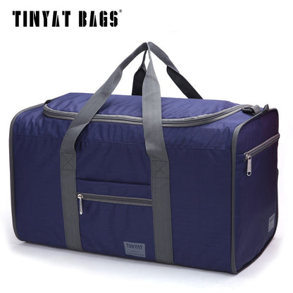 TINYAT Male Men Travel Bag Folding Bag Protable Molle Women Tote Waterproof Nylon Casual Travel Duffel Bag Black luggage T-306