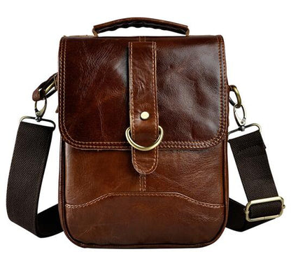 Original Leather Male Fashion Casual Tote Messenger bag Design Satchel Crossbody One Shoulder bag 8&quot; Tablets Pouch For Men 143-d