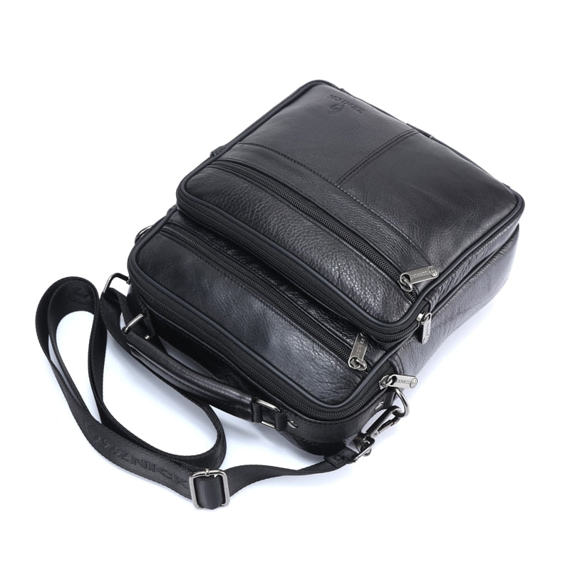 ZZNICK 2018 Men Bags Ipad Handbags Sheepskin Leather Male Messenger Purse Man Crossbody Shoulder Bag Men&#39;s Travel Bags 7101black