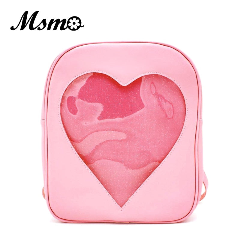 Summer Candy Transparent Love Heart Shape Backpacks Harajuku School Backpack Shoulder Bags For Teenager Girls Book Bag